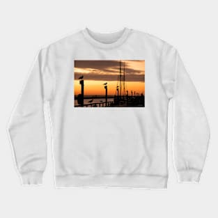 Silhouetted seagulls at sunrise Crewneck Sweatshirt